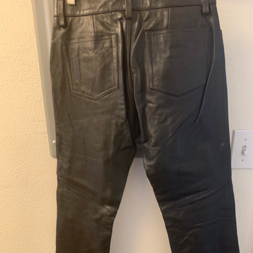 High waist black leather pants